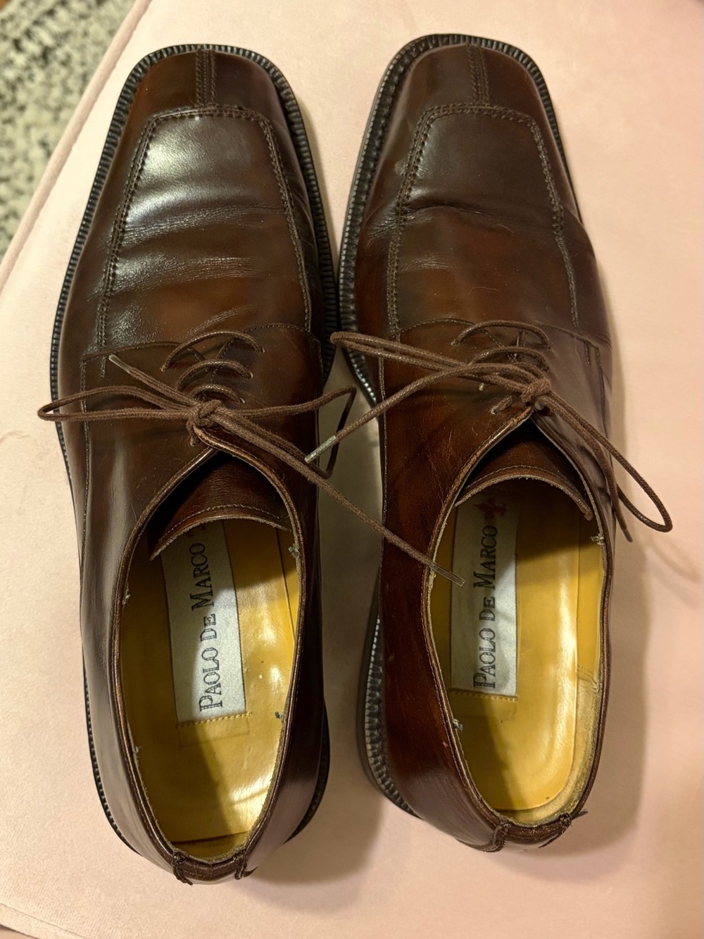 Brown Leather Lace-Up Derby Shoes